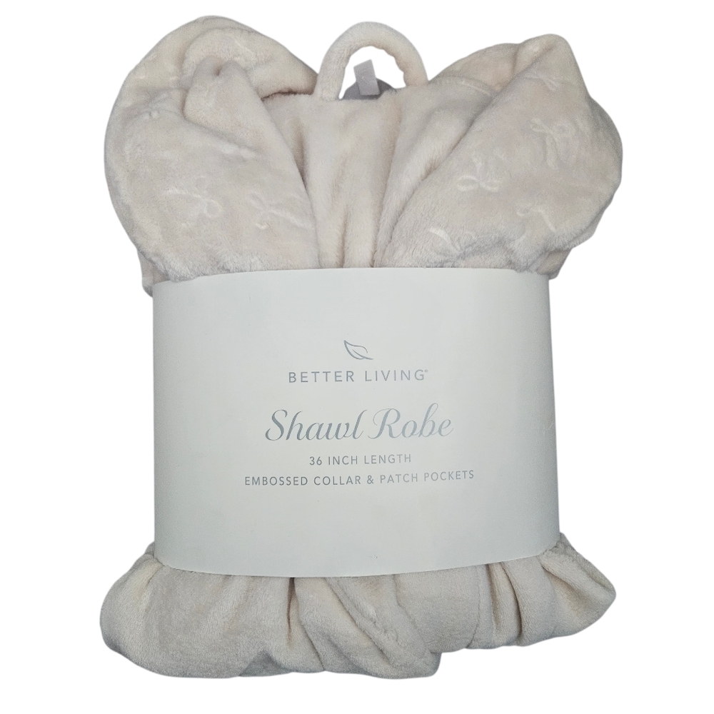 Better Living Womens Cream Shawl Robe‎ Size XL NIP